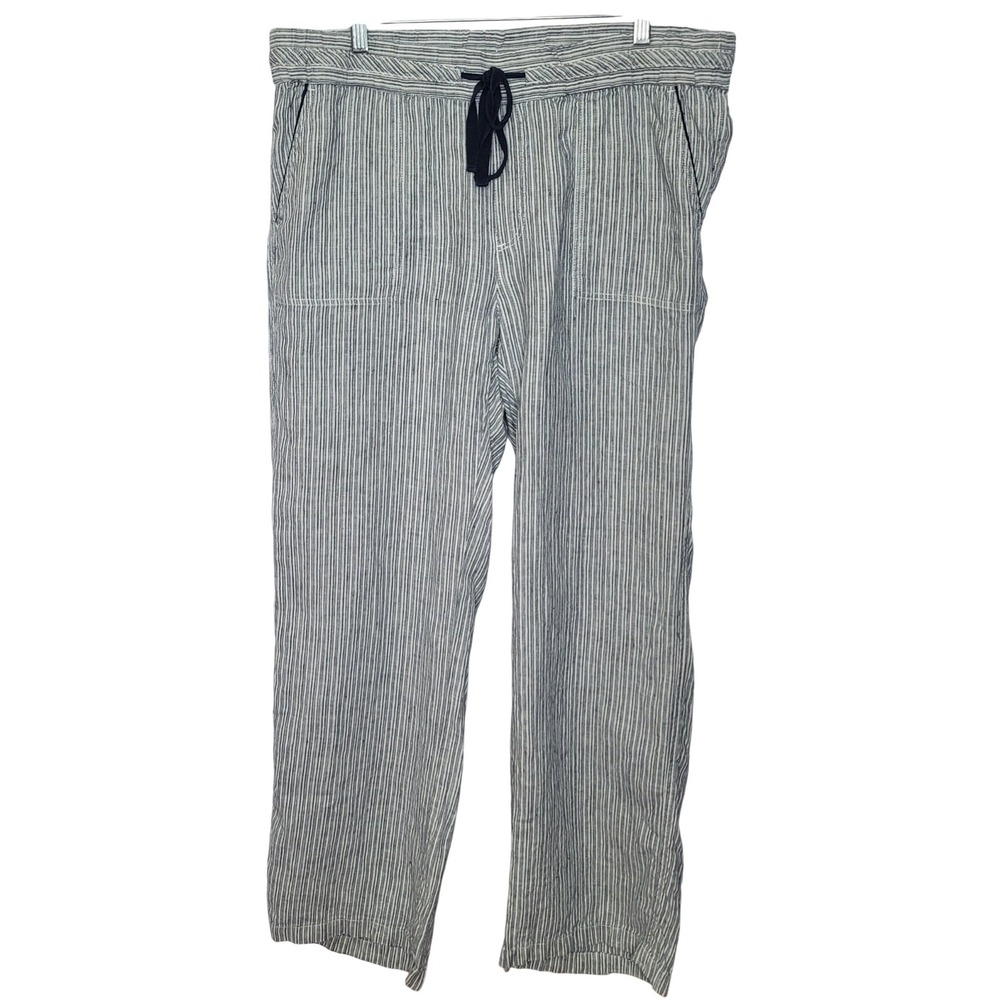 Caslon Women Striped L Wide Leg Linen Pants‎ Boho Minimalist Preppy Summer Beach